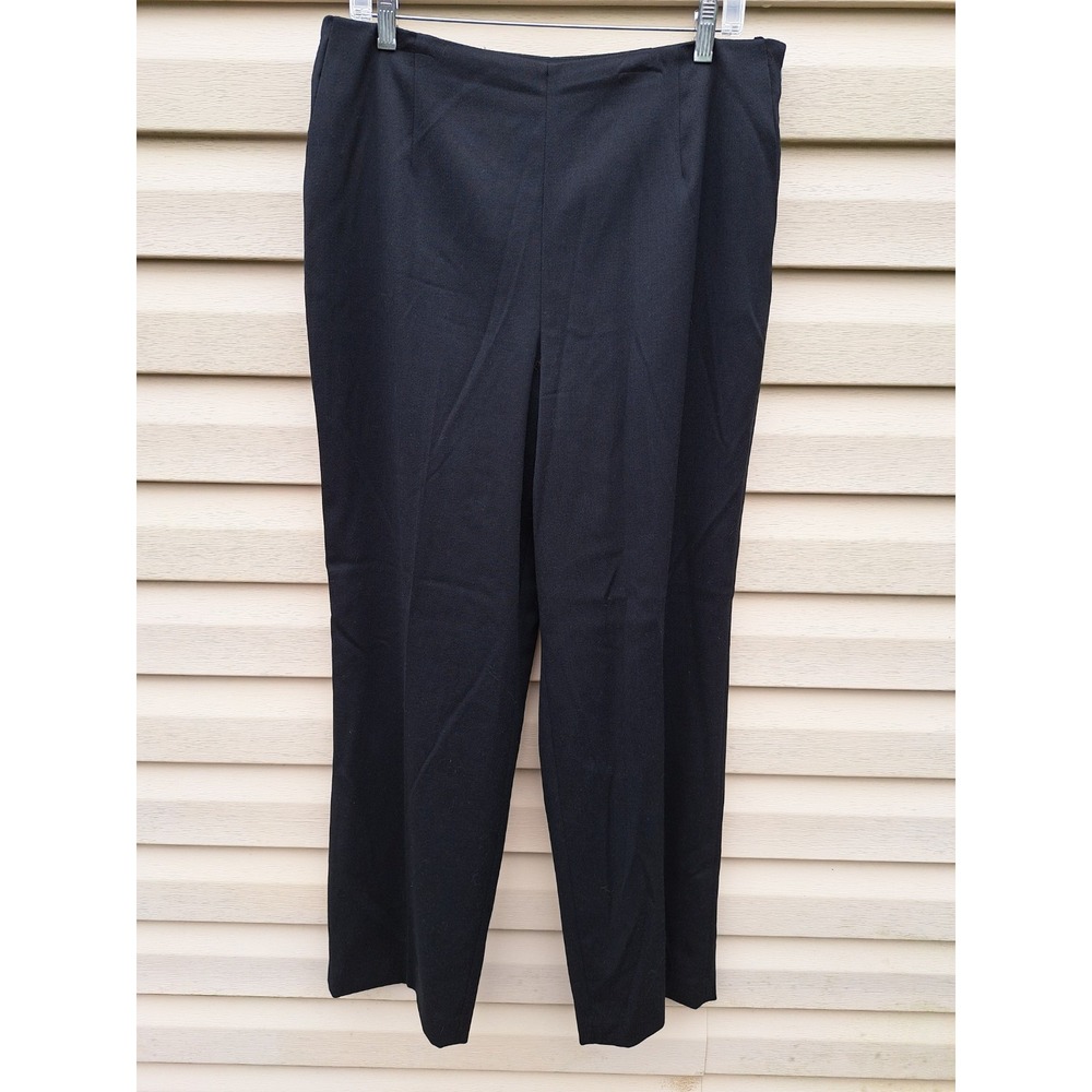 Talbots Black Wool Wide Leg Dress Pants High‎ Rise Lined Size 14 Made in Japan